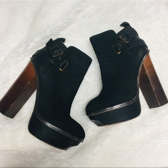 Dolce Vita Shoes - Dolce Vita black suede and wood platform booties 7